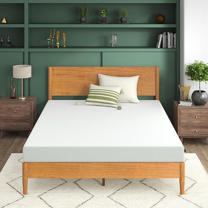 Zinus 6 Inch Green Tea Memory Foam Mattress, Short Queen, Fiberglass Free, Patented Custom Contour Support, Sturdy Base Foam, CertiPUR-US Certified, Mattress in A Box, White