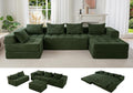 MAXYOYO Modular Sectional Sofa Couch, Foldable U Shaped Cloud Couch with Pillows, Tufted 6-Seat Boneless Sleeper Lounger Floor Sofa Bed for Living Room, No Assembly Required, Dark Green