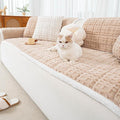 Dog Couch Cover, Couch Cover for Dogs Washable, Funny Fuzzy Plush Sofa Covers, Non Slip Dog Covers for Couches and Sofas, Sofa Pad Furniture Protector for L Shaped(Brown, 27.6"x 82.7")