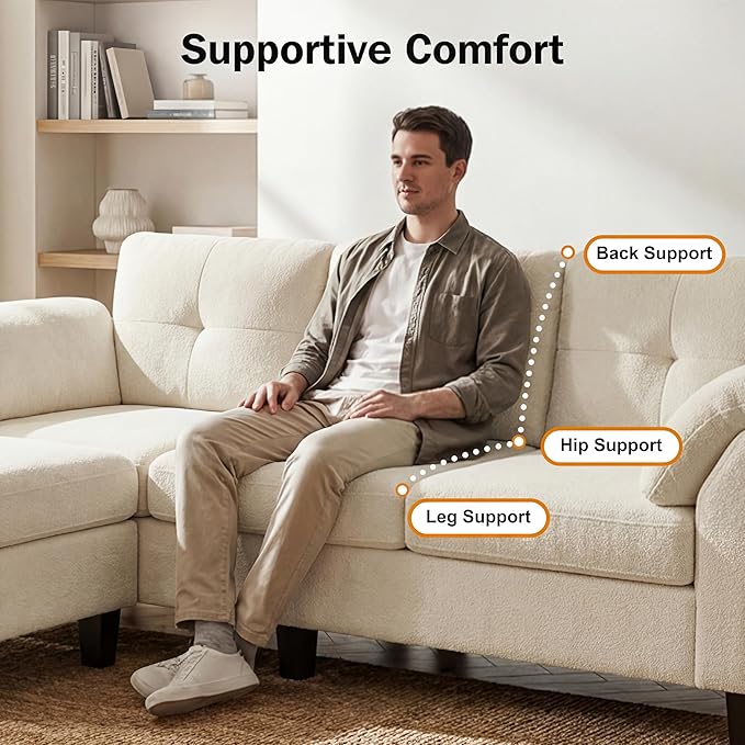 WEUP 79" Convertible Sectional Couch with Storage Ottoman, L Shaped Small Sofa, 4 Seat Couches for Living Room, Apartment, Small Space, Beige