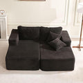 Chaise Lounge Chair, Boneless Couch for Living Room and Bedroom, Set of Sleeper Couches Reading Chairs, Corduroy, Black