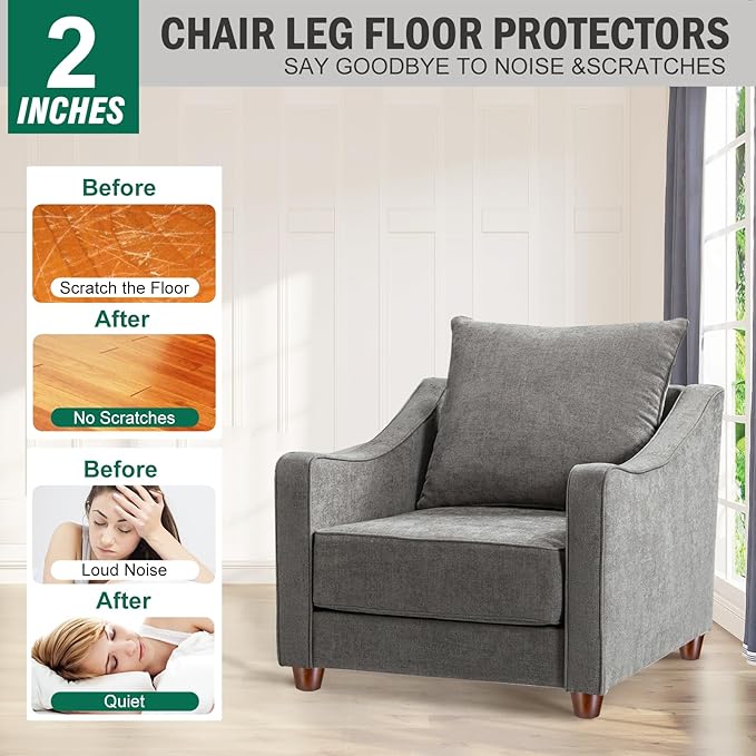 FoDau770 Brown Rubber Wood Furniture Legs 2 Inches, Straight Tapered Wood Feet Mid Century Sofa Legs Set of 8, 5/16" UNC Furniture Feet for Cabinet Couch Dresser Chair Ottoman Table