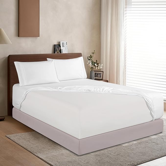 Elegant Comfort 1500 Premium Hotel Quality 18-24 Inches Deep - Extra Deep Pocket Single Fitted Sheet for High Mattress, Luxury and Softest, Smart Pocket - Wrinkle Free, King, White