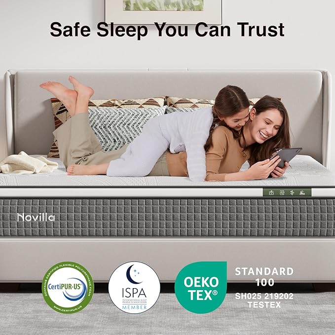 Novilla 10 Inch Full Mattress,Hybrid Mattress Full Size with Pocketed Coils & Gel Memory Foam,Cool-Touch Nylon Cover for Contour Support & Spinal Alignment Mattresses in a Box CertiPUR-US Certified