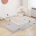 ROIL 7 Inch White Full Bed Frame with Rounded Corner and Mattress Retainers, 3500LBS Heavy Duty Steel Slats No Box Spring Needed Platform Noise-Free Easy Assembly