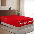 Elegant Comfort 1500 Premium Hotel Quality 18-24 Inches Deep - Extra Deep Pocket Single Fitted Sheet for High Mattress, Luxury and Softest, Smart Pocket - Wrinkle Free, Queen, Red