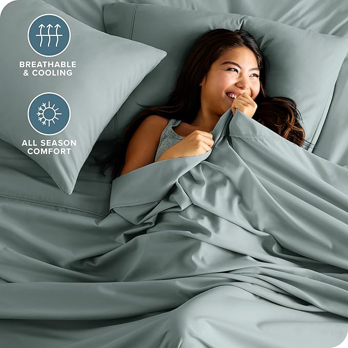 Bare Home Twin XL Sheet Set - 1800 Ultra-Soft Microfiber Twin Extra Long Bed Sheets - Double Brushed - Deep Pockets - Easy Fit - 3 Piece Set - Bedding Sheets & Pillowcases (Twin XL, Sea Spray)