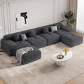 158" Modern U Shaped Modular Sectional Sofa, Boneless Couches for Living Room,6 Seater Convertible Chenille Cloud Couch Sofa Set, No Assembly Required, Grey-Black 1 PCS