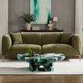 MEETAKING 82.68" Modern Sofa, 3-Seater Deep Seats Tuxedo Couch, Boucle Sofas with 2 Pillows, Minimalist Couches Straight with Metal Legs, High Armrests for Living Room,Bedroom,Home Office(Green)