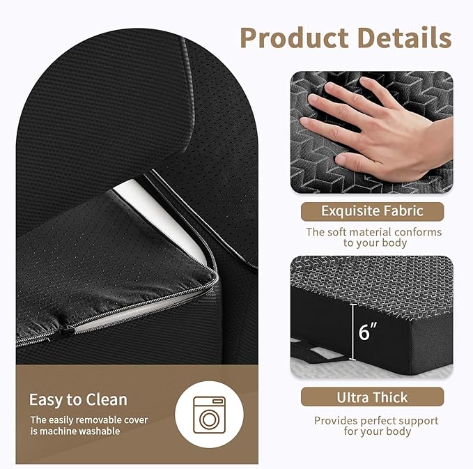 CYMULA Folding Mattress Full Size, 6 inch Memory Foam Tri Portable Murphy Bed and Futon, Full Topper with Breathable & Washable Cover, Foldable Floor Mattress for RV，Guest Beds，Black (52"×73"×6")