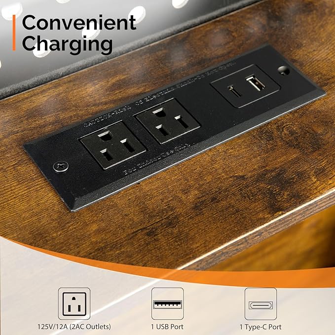 VINGLI 14 Inch Floating Bed Frame Full with USB Charging Station/LED Lights, Double Platform Guest Bed, Heavy Duty Metal Bed Base, No Box Spring Needed,Black