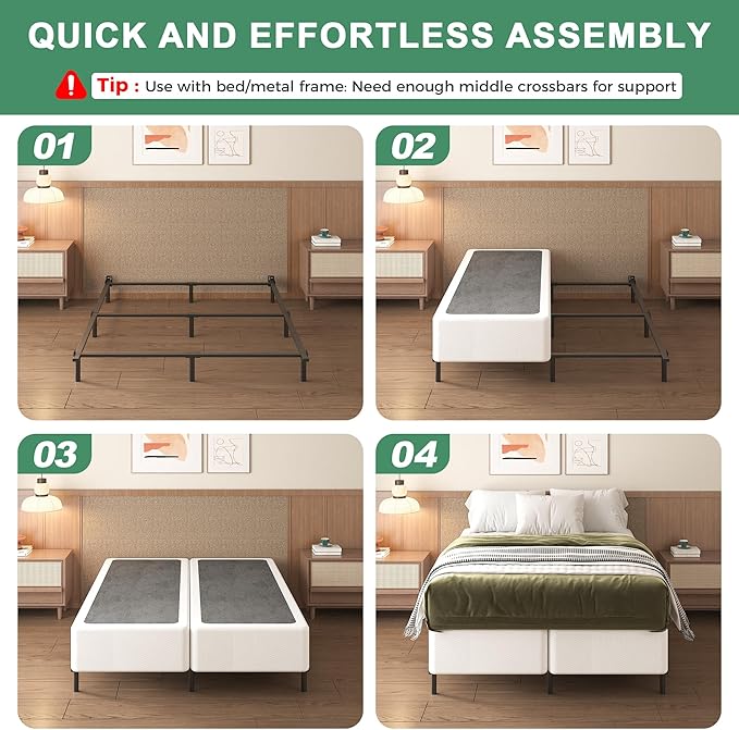 Lutown-Teen 9 Inch Split California King Box Spring Bed Base, 3500lbs Heavy Duty Metal High Profile Cal King Box Spring Mattress Foundation with Fabric Cover, Noise-Free, Non Slip, Easy Assembly