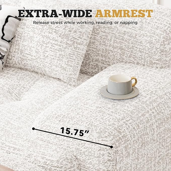 85" Cloud Loveseat Sofa in a Box, Modern Small Couch No Assembly Required, Comfy Deep Seat Boneless Couches for Living Room, Bedroom, Apartment, Beige 1 PCS