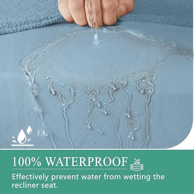 Waterproof Reclining Sectional Couch Covers Washable L Shaped Couch Cover for Sectionals Recliner Sofa Covers Stretch Corner Recliner Slipcovers for Dogs (Additional Seat Cover, Light Blue)