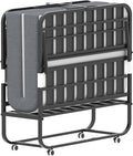 AQY Folding Bed with Mattress for Adults,75" x 46" Portable Rollaway Bed Guest on Wheels with Memory Mattress and Heavy Duty Sturdy Metal Frame,Foldable Bed for Adults,Guest, Twin Size,Cot Size
