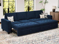 Belffin Modular Sectional Sleeper Sofa with Pull Out Bed Convertible Velvet Sleeper Sofa with Storage Sectional Couches for Living Room Blue