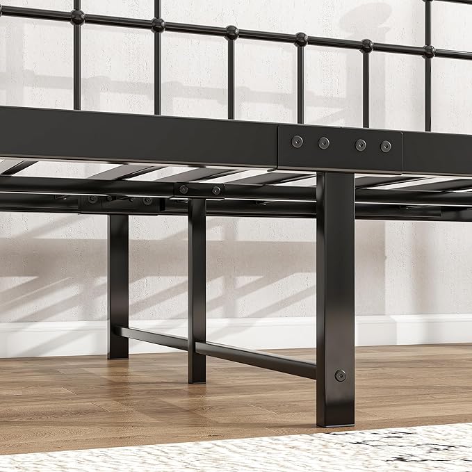 BOFENG Metal Daybed Frame Twin Size Platform Sofa Bed Day Bed with Strong Steel Slats Mattress Foundation Bedroom Furniture,Noise Free,Black