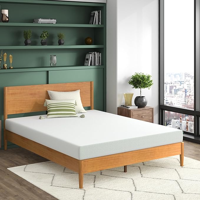 Zinus 6 Inch Green Tea Memory Foam Mattress, Full, Fiberglass Free, Patented Custom Contour Support, Sturdy Base Foam, CertiPUR-US Certified, Mattress in A Box, White