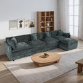 Setawix Deep 4 Seater Couch with Ottoman,147.22" L-Shaped Cloud Couches for Living Room,Chenille Cloud Sofa Couch with Deep Seat,Modular Sectional L Shape 4 Seat Sofa for Bedroom (Grey, 4+1)