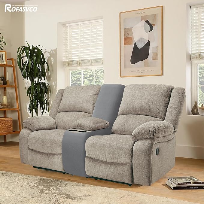 Waterproof Reclining Sectional Couch Covers Washable L Shaped Couch Cover for Sectionals Recliner Sofa Covers Stretch Corner Recliner Slipcovers for Dogs (Console Cover, Light Gray)