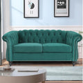LEVNARY Velvet Sofa, Chesterfield Tufted Upholstered 2 Seater Couch, Modern Loveseat Couch Classic Furniture for Living Room Bedroom (Green)