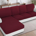 H.VERSAILTEX Sectional Couch Covers 8 Pieces Stretch Sofa Covers for Sectional Sofa Set Separate L Shaped Couch Cover for Both Left/Right Couch (Seat and Back: 1 Chaise + 3 Sofa, Burgundy)