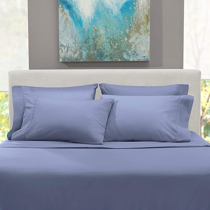 Hearth & Harbor Extra Deep Pocket Sheets - Fits Mattress 18-24 Inches Deep - Extra Deep Pocket Full Size Sets - 6 Piece Full Size - Full - Steel Blue