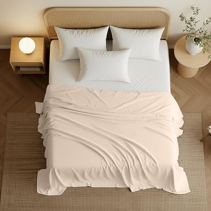 Utopia Bedding Flat Sheet - 1 Pack (Queen, Beige) - Soft Brushed Microfiber Fabric - Shrinkage & Fade Resistant Top Sheet - Easy Care Bed Sheet