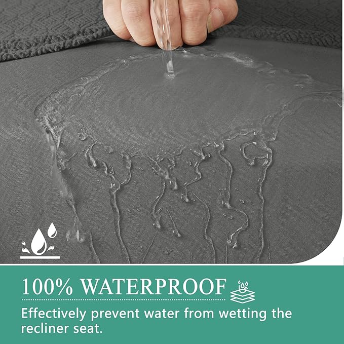 Waterproof Reclining Sectional Couch Covers Washable L Shaped Couch Cover for Sectionals Recliner Sofa Covers Stretch Corner Recliner Slipcovers for Dogs (Additional Seat Cover, Dark Gray)