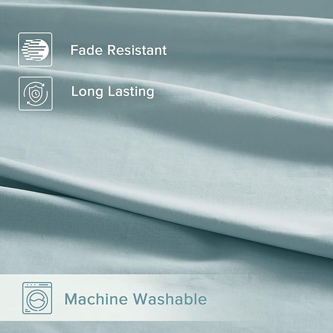 Comfort Spaces 100% Cotton Sheets King, Breathable & Soft Cotton Sheets, Naturally Cool Cotton Bed Sheets with 14" Elastic Pocket Fits up to 16" Mattress, All Season Sheet Set, Light Blue 4 Piece