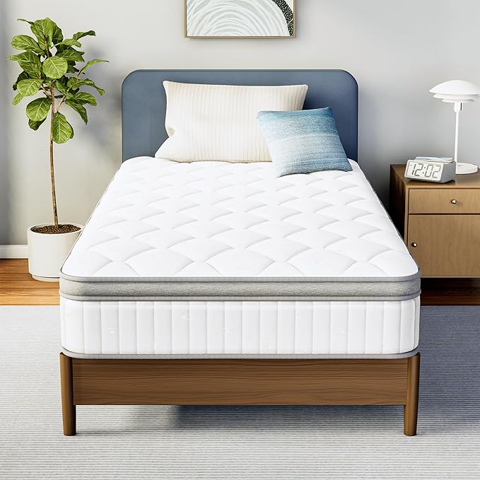 Neo Sleep Twin Size Mattress, 10 Inch Hybrid Comfort & Supportive Mattress in a Box, Cooling Gel Memory Foam and Pocket Springs with Pressure Relief, CertiPUR-US Certified, Medium Firm