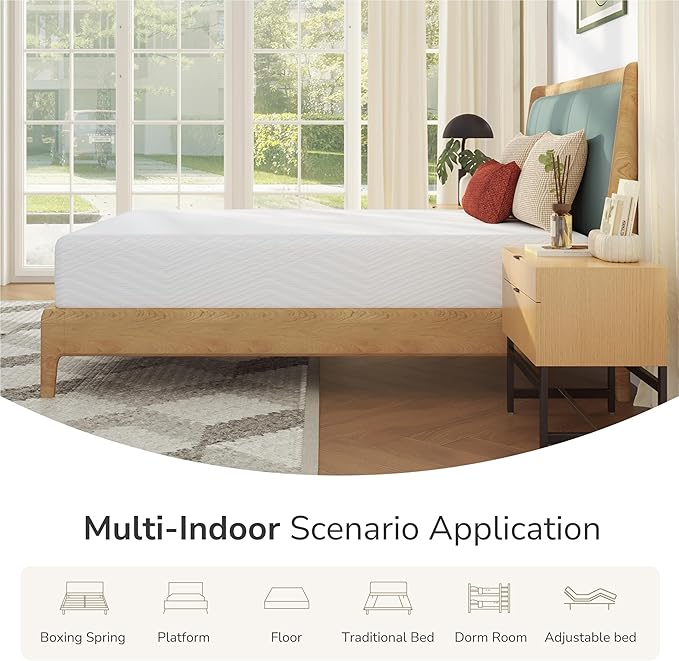 MLILY King Mattress in a Box, 10 inch Mattresses for Platform Bed Double Size Daybed, Green Tea Memory Foam Mattress for Cool Sleep & Pressure Relief, Medium