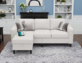 Sectional Couches for Living Room - Convertible 3 Seater L Shaped Couch with Storage Ottoman USB Charging Port - Beige Modern Linen Fabric Sofas Furniture Set for Apartment Loft Studio Small Space | USB Charging Port