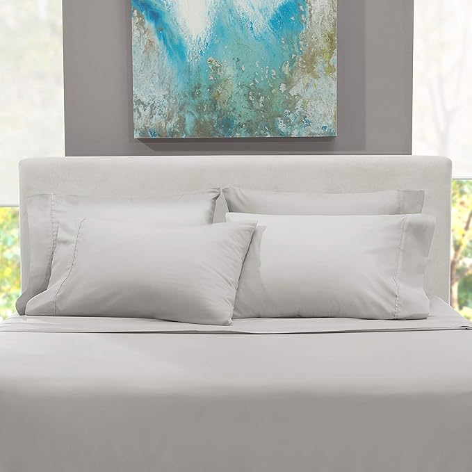 Hearth & Harbor Extra Deep Pocket King Size Sets - Fits Mattress 18-24 Inches Deep - Extra Deep Pocket Sheets - 6 Piece King Size - Silver