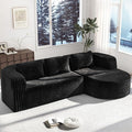 Hobestluk 96" Cloud Sectional Couch Modern Boneless Couch 3 Seater with Oversized Chaise L Shaped Modular Sofa Couches for Living Room Apartment No Assembly Required (Stripe Black,Right Facing Chaise)
