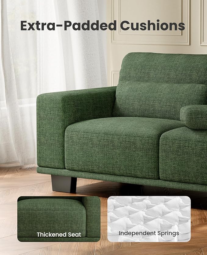 Amada 89" Sofa, 3 Seater Sofa Couch for Living Room, Modern Sofa with Deep Seats & Wide Armrests, Comfy Couch with Removable Washable Covers & Linen Fabric, Easy Assembly