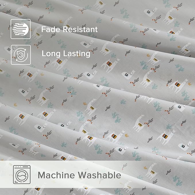 Comfort Spaces 100% Cotton Sheets Queen, Breathable, Naturally Cool Cotton Sheets, Soft Cotton Bed Sheets with 14" Elastic Pocket Fits up to 16" Mattress, All Seasons Sheet Set, Lama Multi 4 Piece