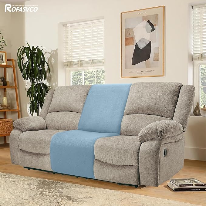 Waterproof Reclining Sectional Couch Covers Washable L Shaped Couch Cover for Sectionals Recliner Sofa Covers Stretch Corner Recliner Slipcovers for Dogs (Additional Seat Cover, Light Blue)