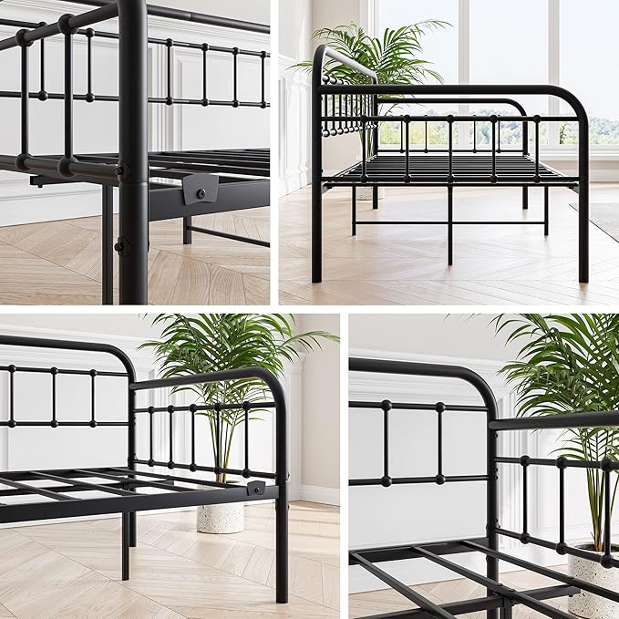 JURMERRY Metal Daybed Frame Twin Size with Steel Slats Platform Furniture,Black…