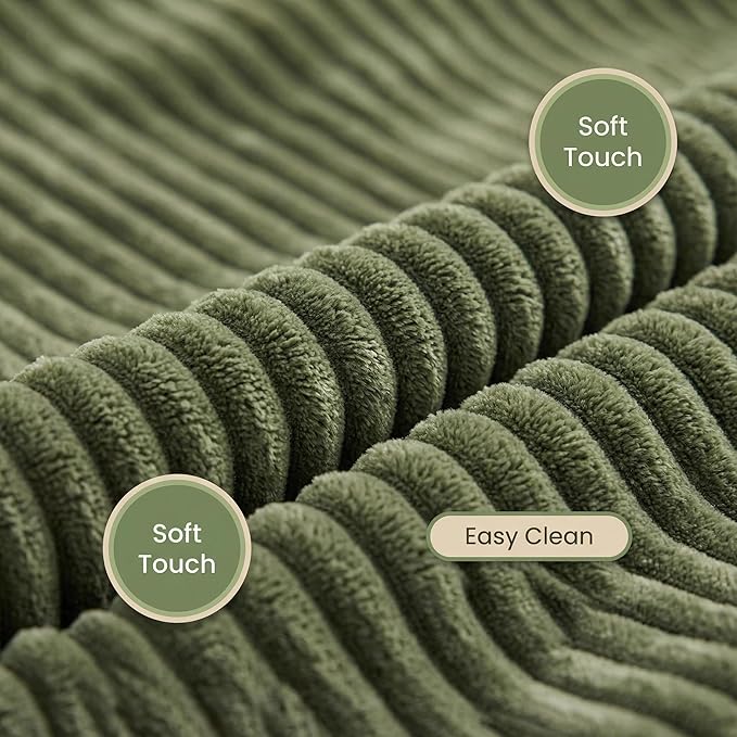 109“L-Shaped Sectional Sofa Boneless Couch Upholstery Cloud Modular Couch with Chaise No Assembly Required Corduroy Fabric Combination Deep Seat Living Room Bedroom(Green, Right Hand Facing)