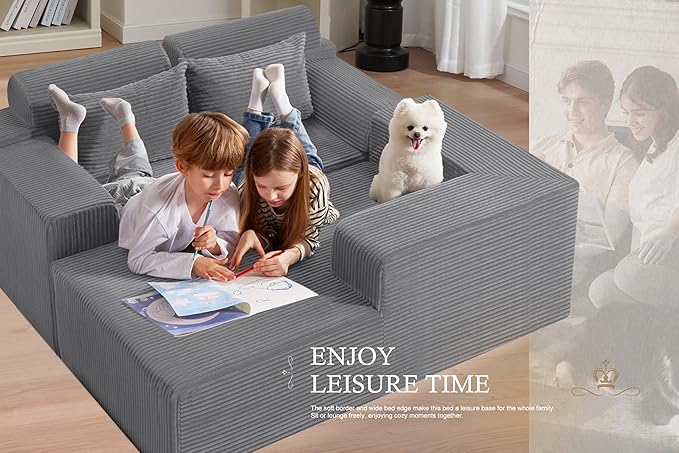 HABUTWAY Sectional Couches for Living Room,No Assembly L Shaped Couch 105" Modular Sectional Sofa Couch with Deep Seat,Cloud Couches Furniture Sets for Apartment,Corduroy (Light Grey, Right Facing)