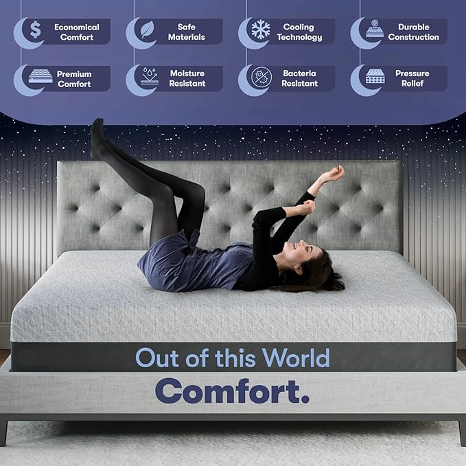 Celestial Sleep 10 Inch King Mattress, Made in The USA, CertiPUR-US®, Oeko-Tex®, and Fiberglass-Free™ Certified Cooling Bed, Gel Memory Foam Mattress in a Box - Medium