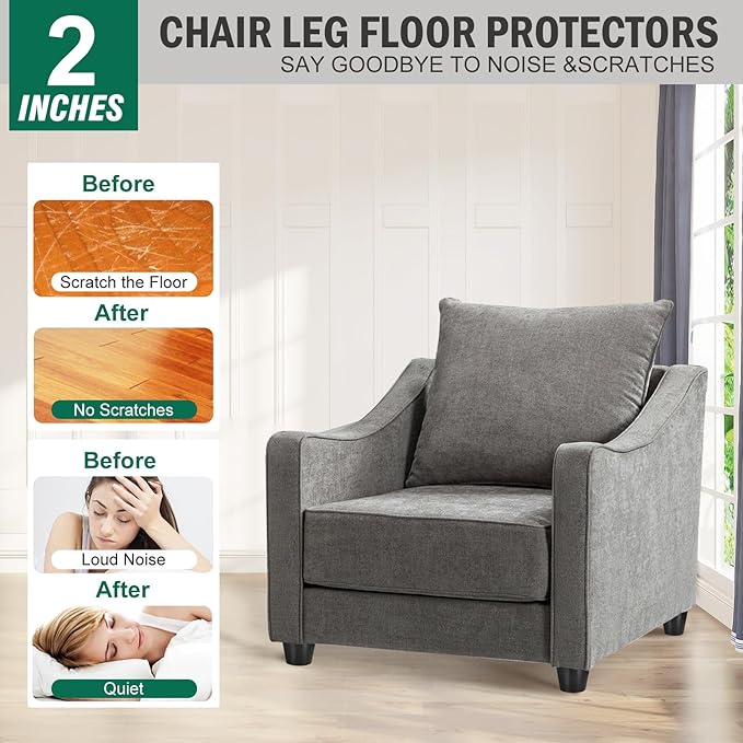 FoDau770 Black Rubber Wood Furniture Legs 2 Inches, Straight Tapered Wood Feet Mid Century Sofa Legs Set of 8, 5/16" UNC Furniture Feet for Cabinet Couch Dresser Chair Ottoman Table