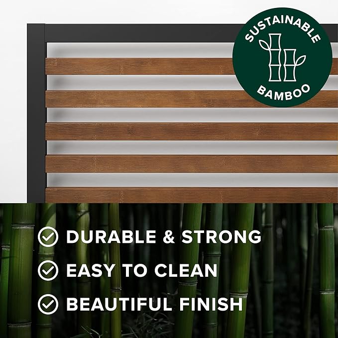 Zinus Kai Bamboo and Metal Platform Bed Frame with Headboard, No Box Spring Needed, Easy Assembly,King, Brown