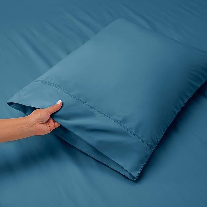 Hearth & Harbor Extra Deep Pocket Queen Sheets Sets - Fits Mattress 18-24 Inches Deep - Extra Deep Pocket Sheets - 6 Piece Queen Size - Blue Heaven