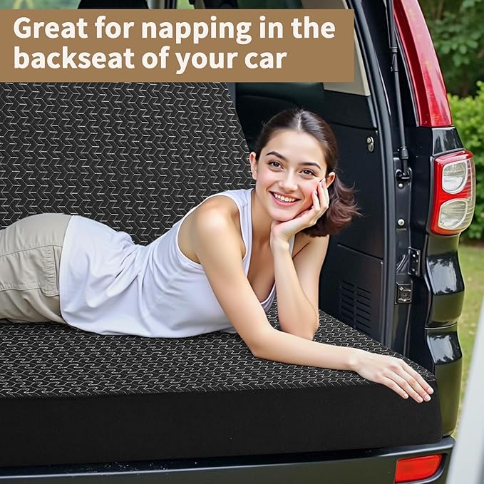 CYMULA Folding Mattress Twin, 6 Inch Memory Foam Tri-Fold Floor Bed and Futon, Twin Topper with Breathable & Washable Cover, Foldable Mattress for Guest Bed, Office Nap,Camping,Black (38" x 75" x 6")