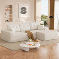Ball & Cast 106" Boneless Sectional Sofa, Corduroy Modular L Shaped Couch with Deep Seat Chaise, Cloud Style Oversized Sectional Couch for Living Room, No Assembly, Right Facing, Corduroy Beige