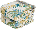LUTBM Boho Throw Blanket for Bed Cotton Spring Blankets Twin Size for Bedroom Living Room All Season Lightweight Leaves Embroidery Breathable Quilt for Couch Sofa Chair 60"x80" Home Decor