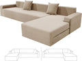 ZNSAYOTX Sectional Couch Covers, Stretch Jacquard Slipcovers with Elastic Bottom for L-Shape Sectional Sofa, 2 Pcs Pet Friendly Modular Sofa Protector (3 Seat Couch + 3 Seat Chaise, Khaki)