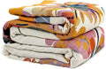 Boho Throw Blanket 100% Cotton Soft Bed Throw Twin Lightweight Spring Blanket Floral Bird and Butterfly Room Decor Breathable Bed Blankets,60"x80" All Season Reversible Blankets for Sofa Couch Chair